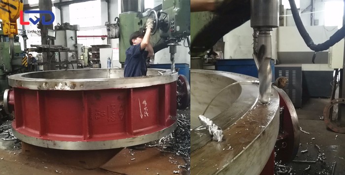 上海客戶訂購雙偏心硬密封電動(dòng)法蘭蝶閥<生產(chǎn)實(shí)況