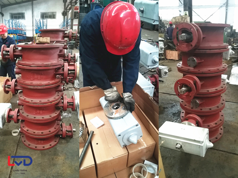 <深入車間實拍>D642X-10q-dn400氣動軟密封法蘭蝶閥組裝生產